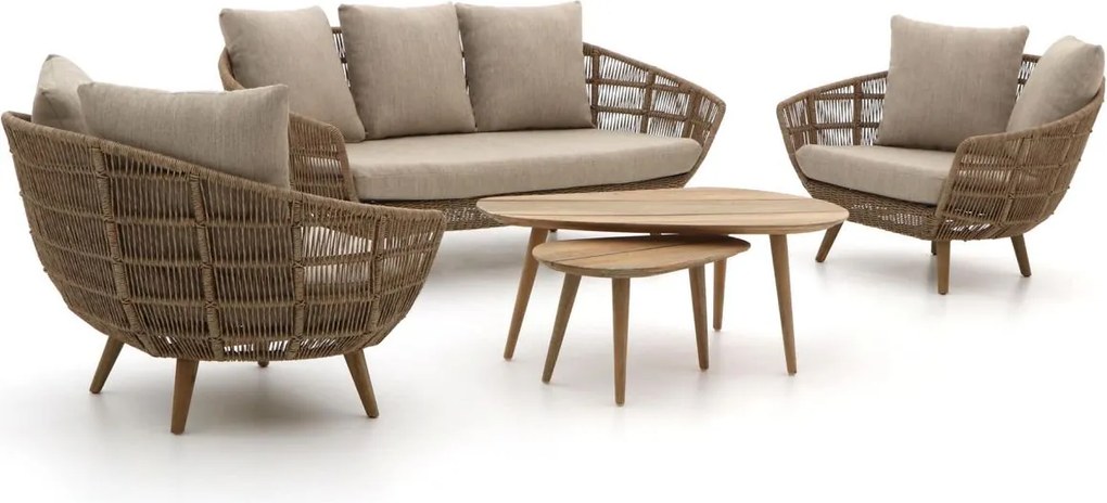 Stoel-bank loungeset Intenso  | 5 personen | Loungeset Old Teak Greywash | Wicker (vlechtwerk) | Kees Smit Tuinmeubelen
