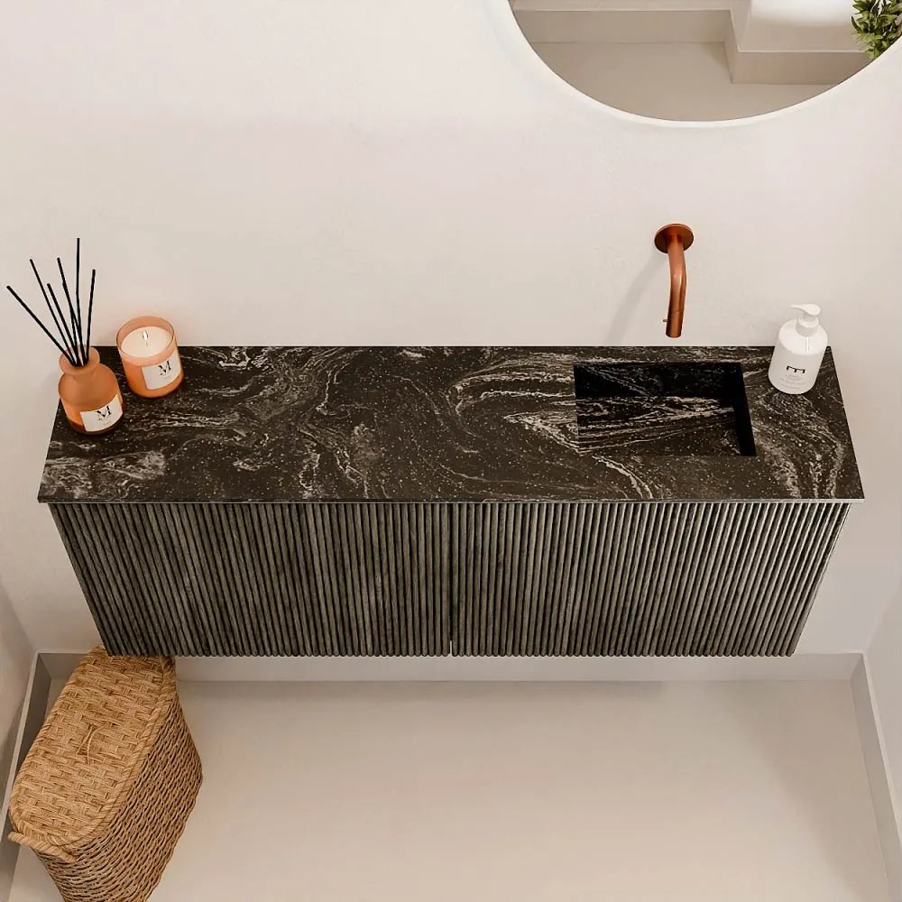 Mondiaz Joya DLux 100cm toiletmeubel shadow met wastafel faye rechts zonder kraangat lava