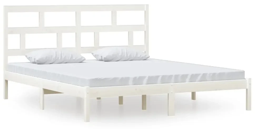 vidaXL Bedframe massief hout wit 180x200 cm 6FT Super King