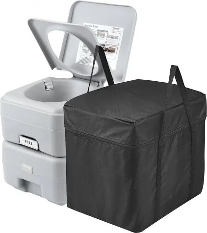 VEVOR Draagbaar toilet voor kamperen, draagbaar toilet met draagtas, 5,3 gallon afvalwatertank en 3,2 gallon spoeltank, toiletstoel met drukknop voor doorspoelen, lekvrij en geurloos reistoilet voor kampeerders
