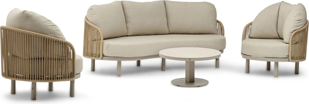 Stoel en Bank Loungeset 5 personen Rope Zand/Beige Coco Amici/Tivano