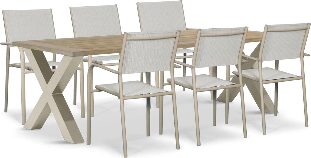 Tuinset 6 personen 240 cm Aluminium Taupe Presto Brentino/Cardiff