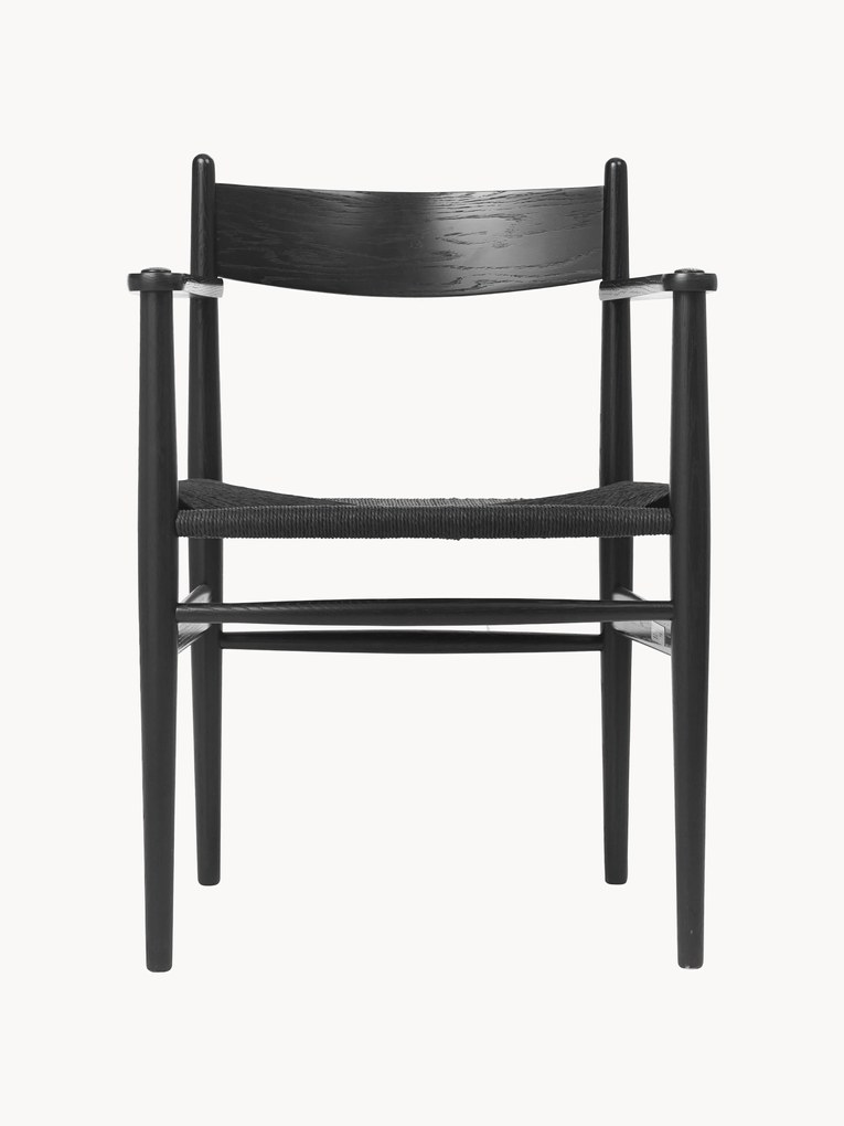 Houten fauteuil CH37 met handgeweven zitting