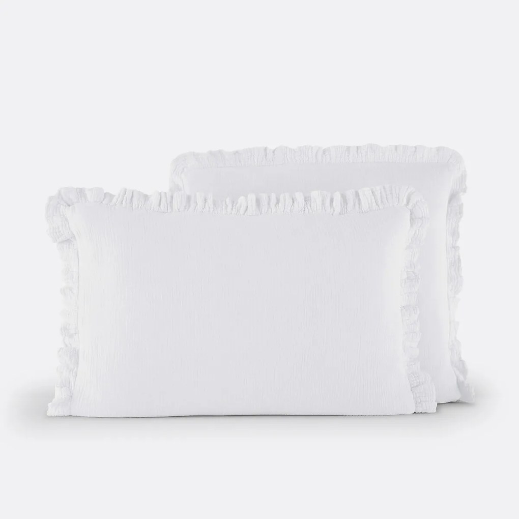 Effen kussensloop in tetra, met volant, Kumla