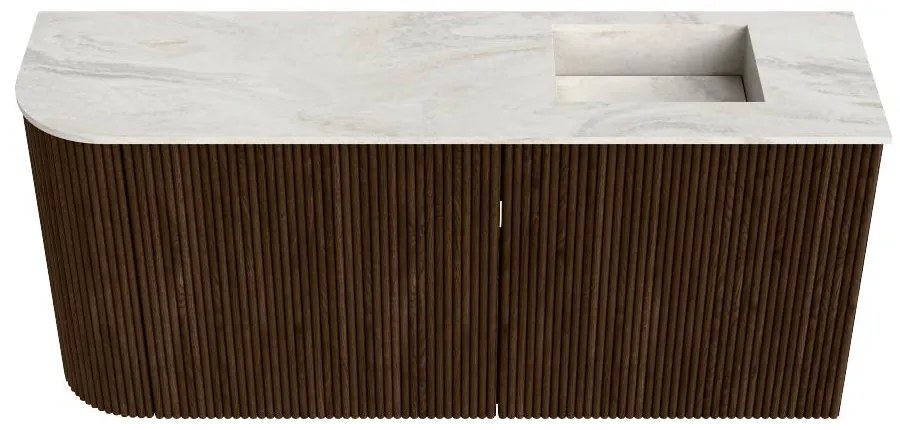 Mondiaz Joya DLux 90cm toiletmeubel ronding links walnut met wastafel faye rechts 1 kraangat ostra