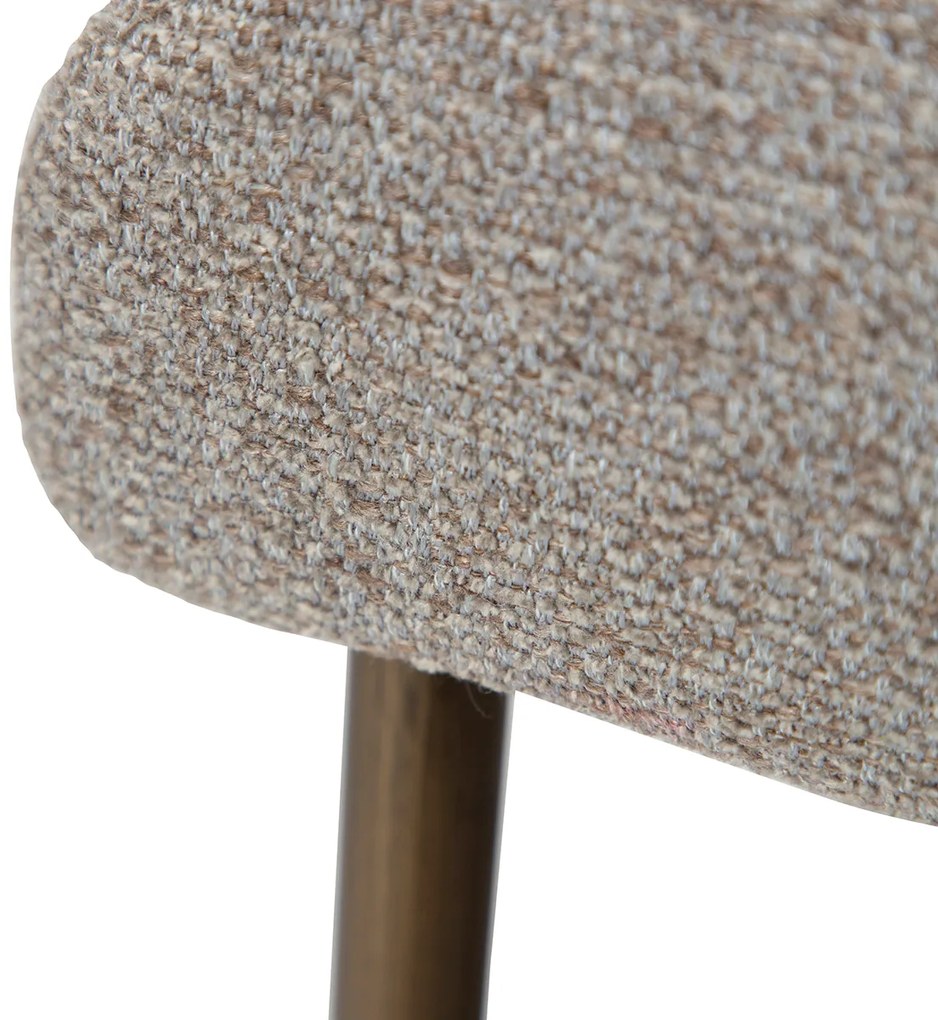 Dan-Form Glam Luxe Eetkamerstoel Boucle Grijsbruin En Antique Brass
