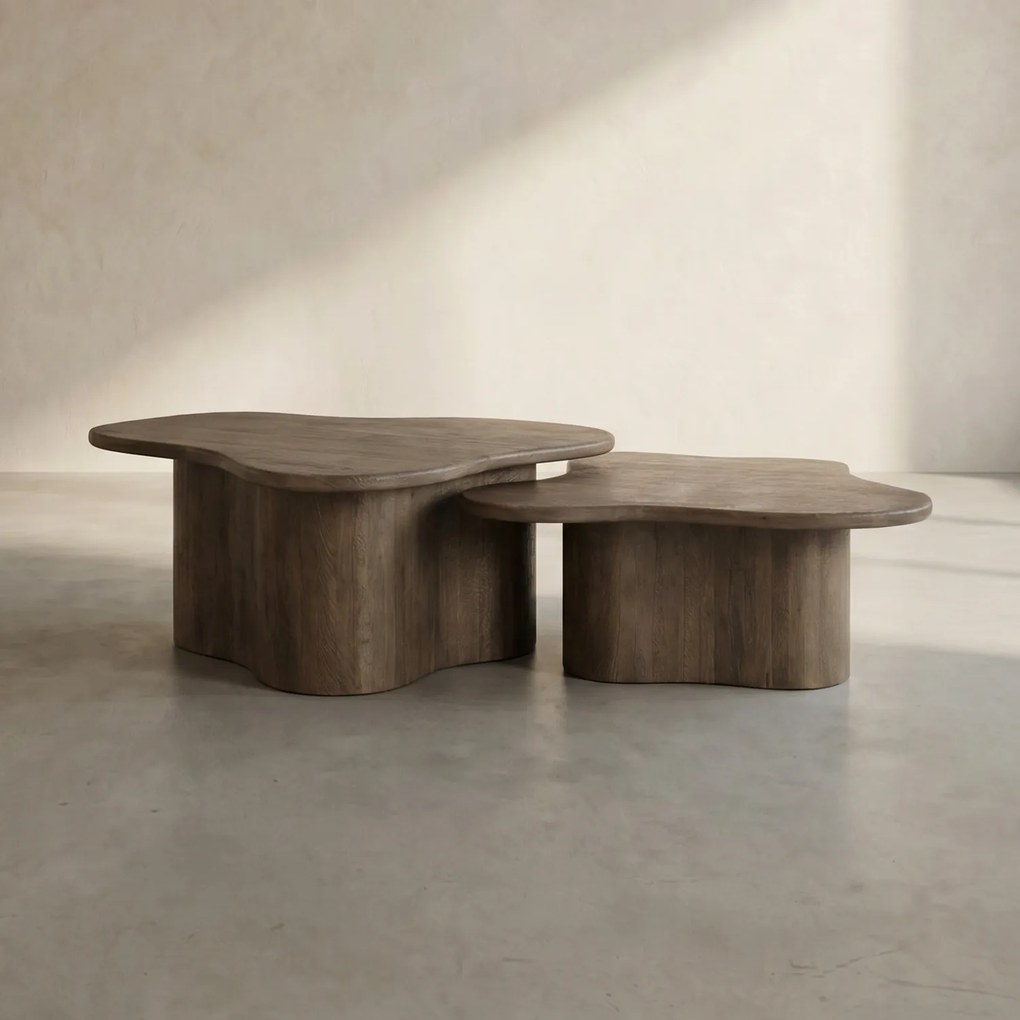 Scandinavische Salontafel Set Mangohout Bruin - 75 X 75cm.