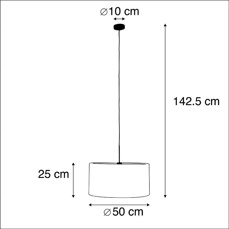 Stoffen Eettafel / Eetkamer Romantische hanglamp zwart met bloemen kap 50 cm - Combi 1 Modern E27 rond Binnenverlichting Lamp