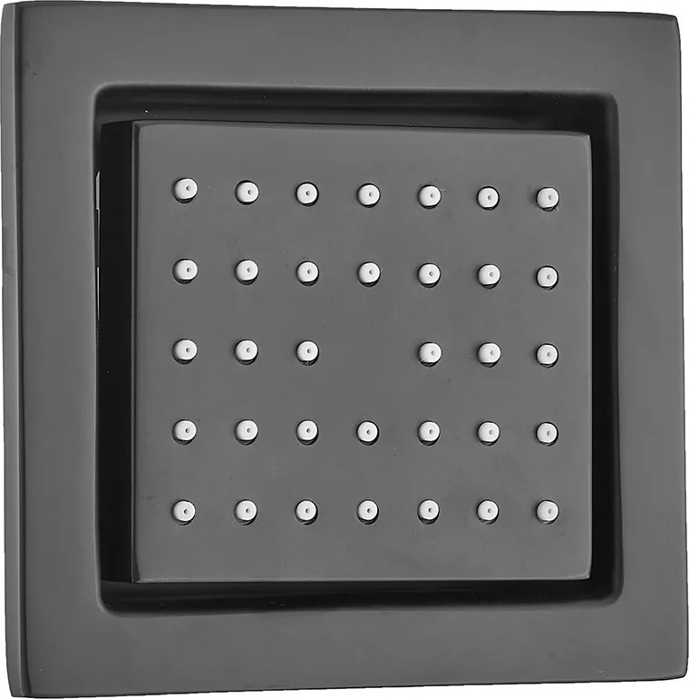 Saniclear Nero inbouwregendouche 30cm met vierkante massagejets en wandarm zwart mat