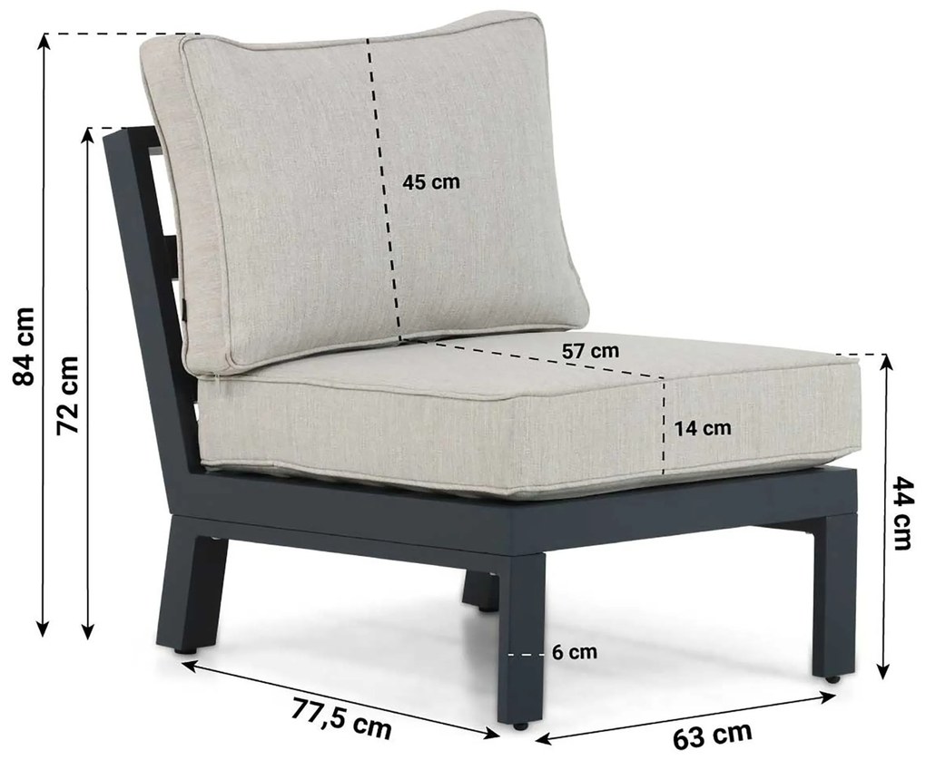 Hoek loungeset 6 personen Aluminium/Polywood (teakfinish) Grijs Lifestyle Garden Furniture Bilbao