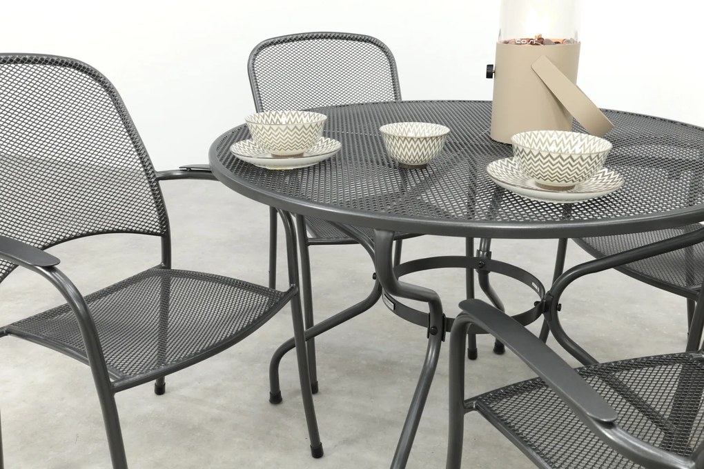 Royal Garden Carlo ronde stapelbare tuinset strekmetaal Ø105 cm.