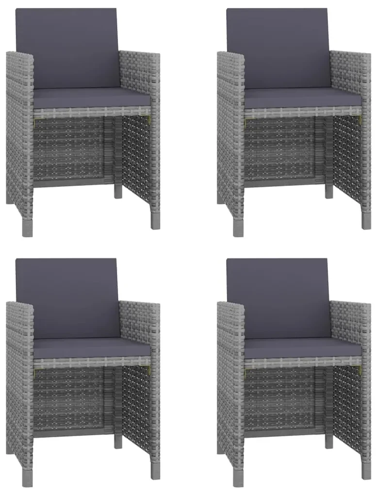 vidaXL 5-delige Tuinset met kussens poly rattan grijs