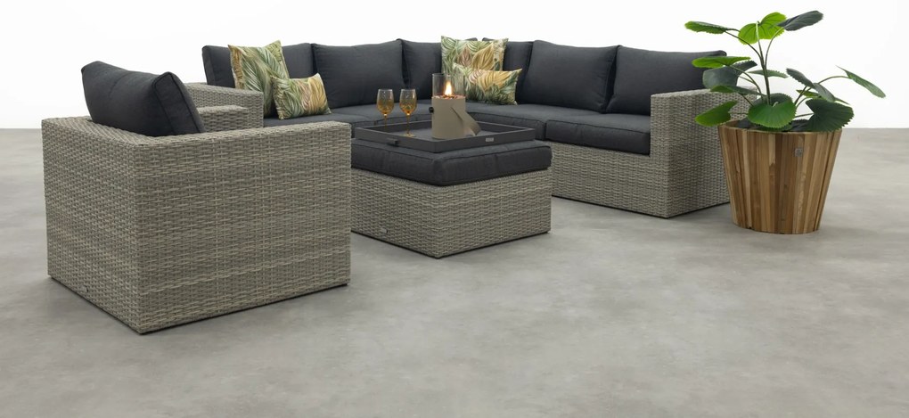 Atlanta wicker loungeset 5-delig – Vintage grey - Garden impressions