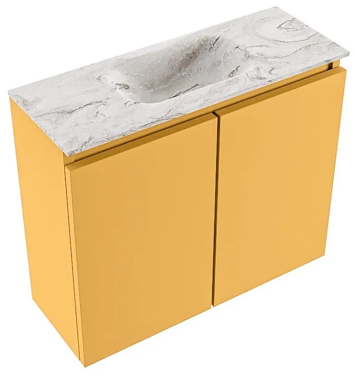 Mondiaz Ture DLux toiletmeubel 60cm ocher met wastafel glace midden zonder kraangat