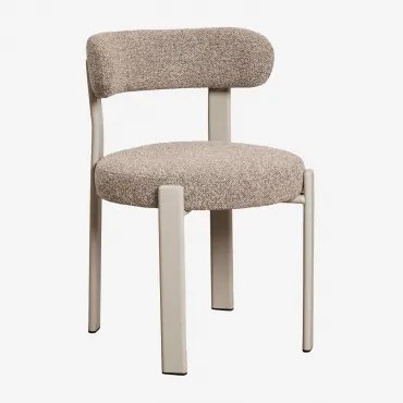 Set Van 2 Gestoffeerde Eetkamerstoelen Met Ijzeren Frame Jolie Bruin - Mokka & Bouclé Tarwebruin - Sklum