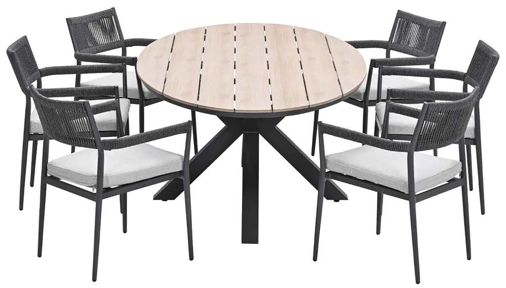 Garden Impressions Tineo tuinset 7-delig - Tulli tuintafel 220x115xH75 cm - light teak vironwood