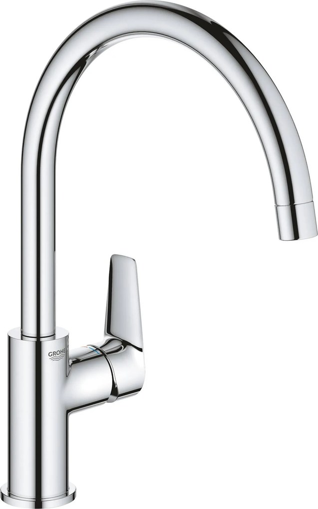 Grohe Start Edge hoge keukenmengkraan met draaibare C-uitloop chroom