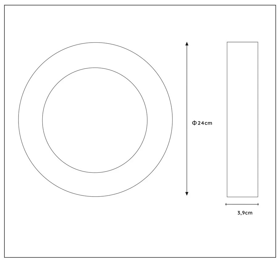 Lucide Brice ronde plafondlamp 24cm 15W zwart