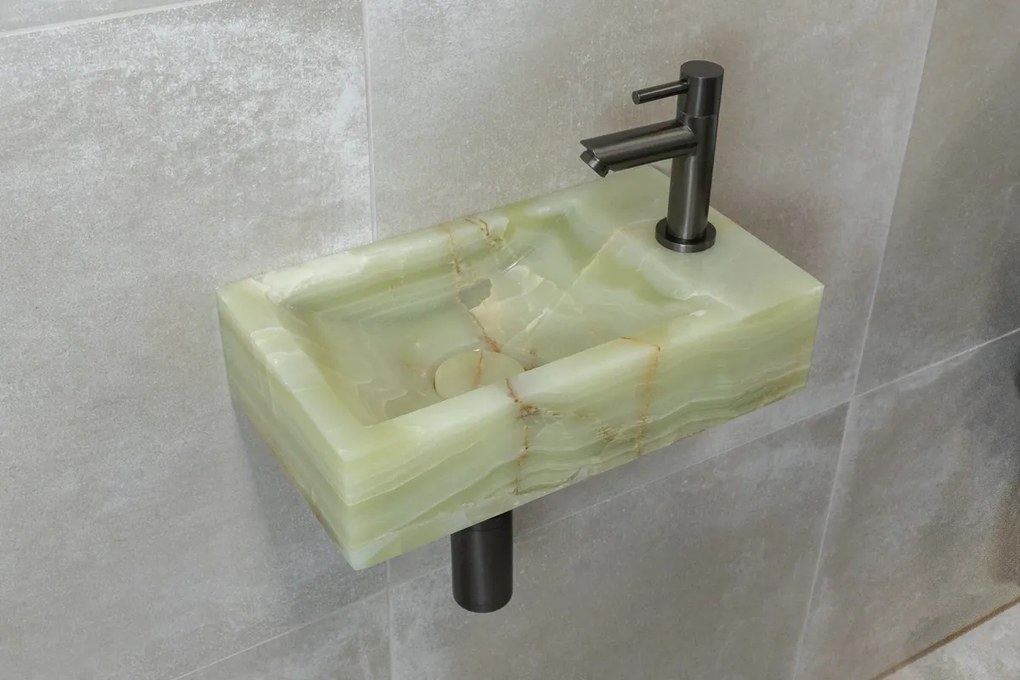 Saniclear Green Onyx fonteinset met rechte kraan in gunmetal