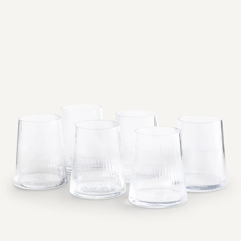 Set van 6 geribbelde waterglazen, Strivi