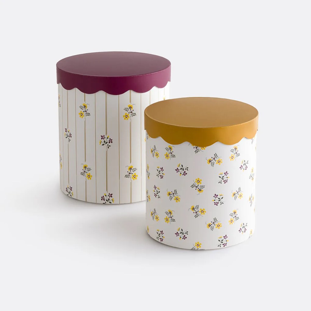 Set van 2 ronde nestkastjes met deksels, RISETTI