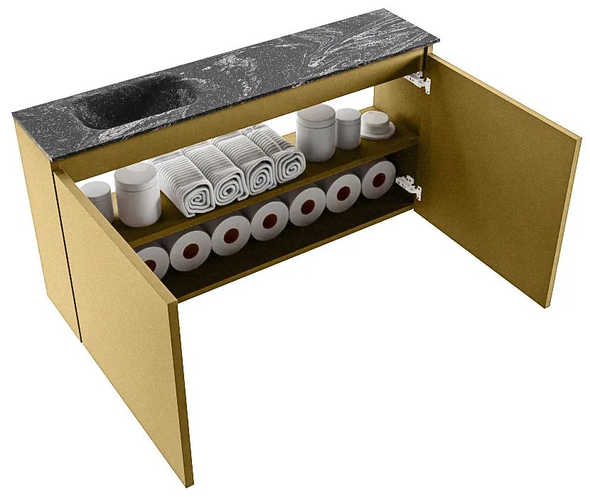 Mondiaz Ture DLux toiletmeubel 100cm oro met wastafel lava links met kraangat