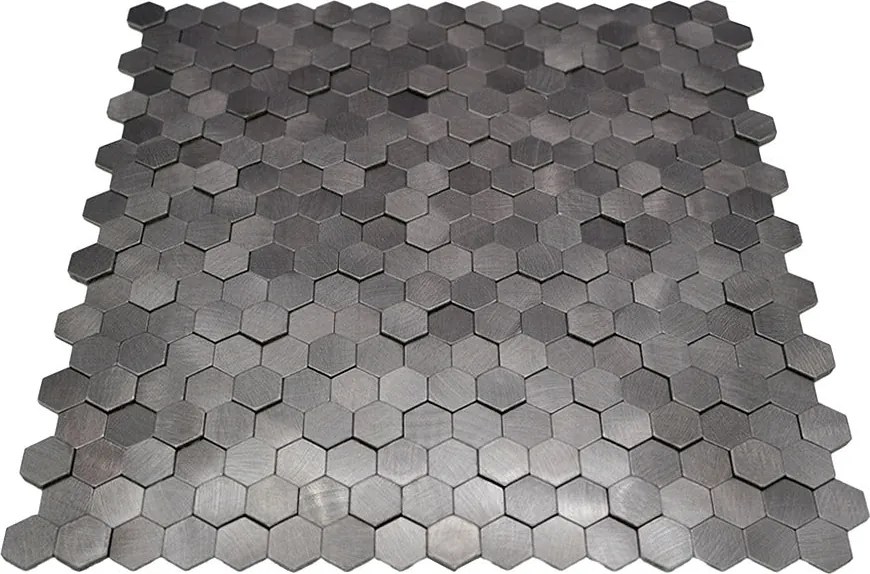 Zelfklevende Mozaïektegels Metaal | Mini Hexagon 3D Antraciet | 29,8×30,7 cm | Keuken, Bad & WC