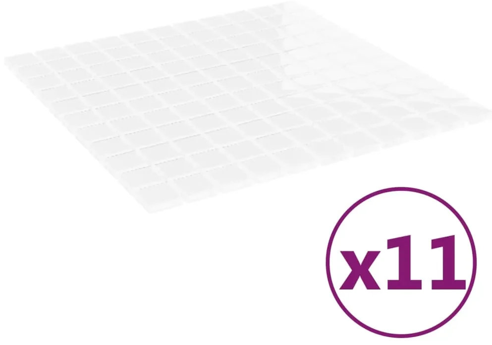 vidaXL Mozaïektegels 11 st zelfklevend 30x30 cm glas wit