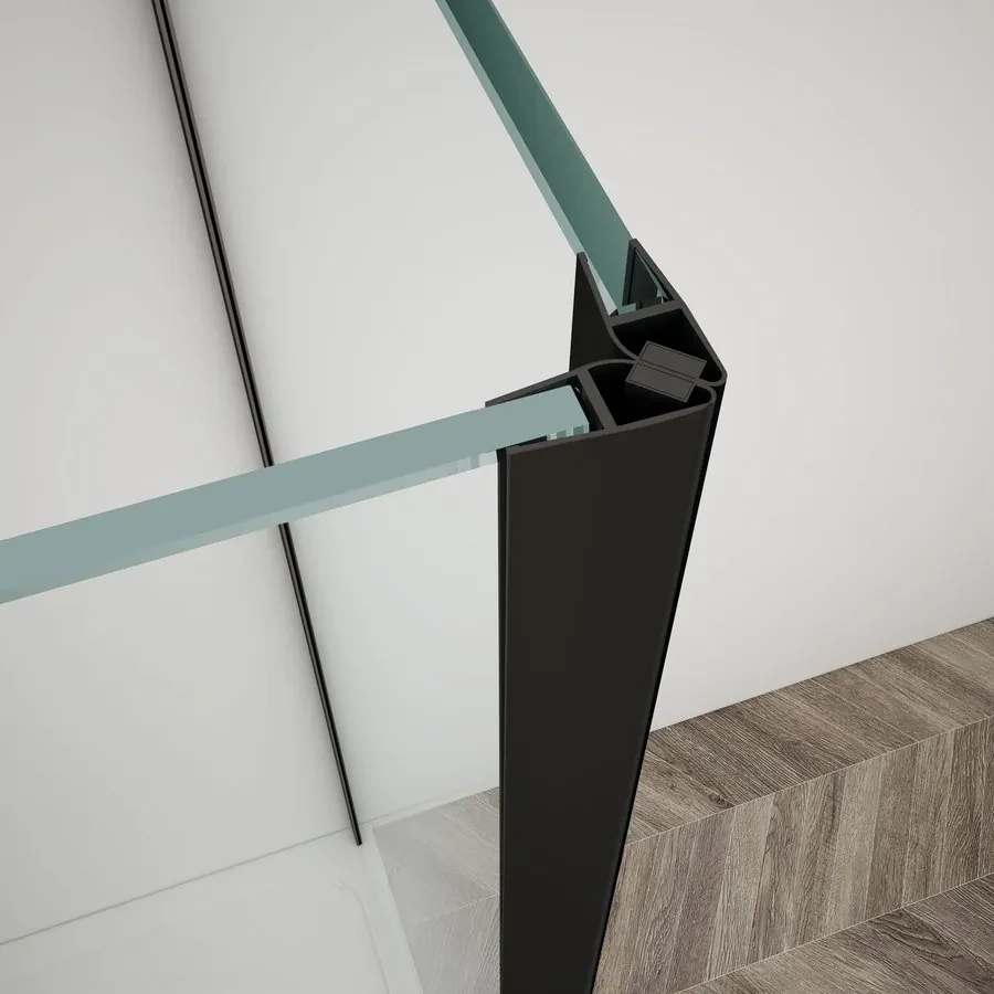 Gelco Trinity douchecabine met mat glas 100x100cm links zwart mat