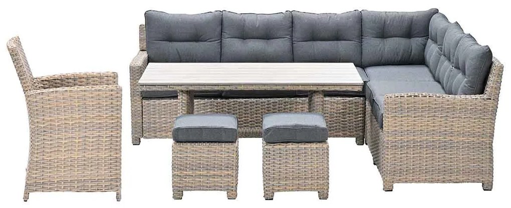 Garden Impressions Alaska lounge dining set 6-delig rechts - light teak vironwood