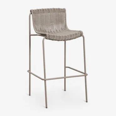 Hoog Krukje Van Synthetisch Riet En Staal Revia Moka Bruin & ↑75 Cm - Sklum