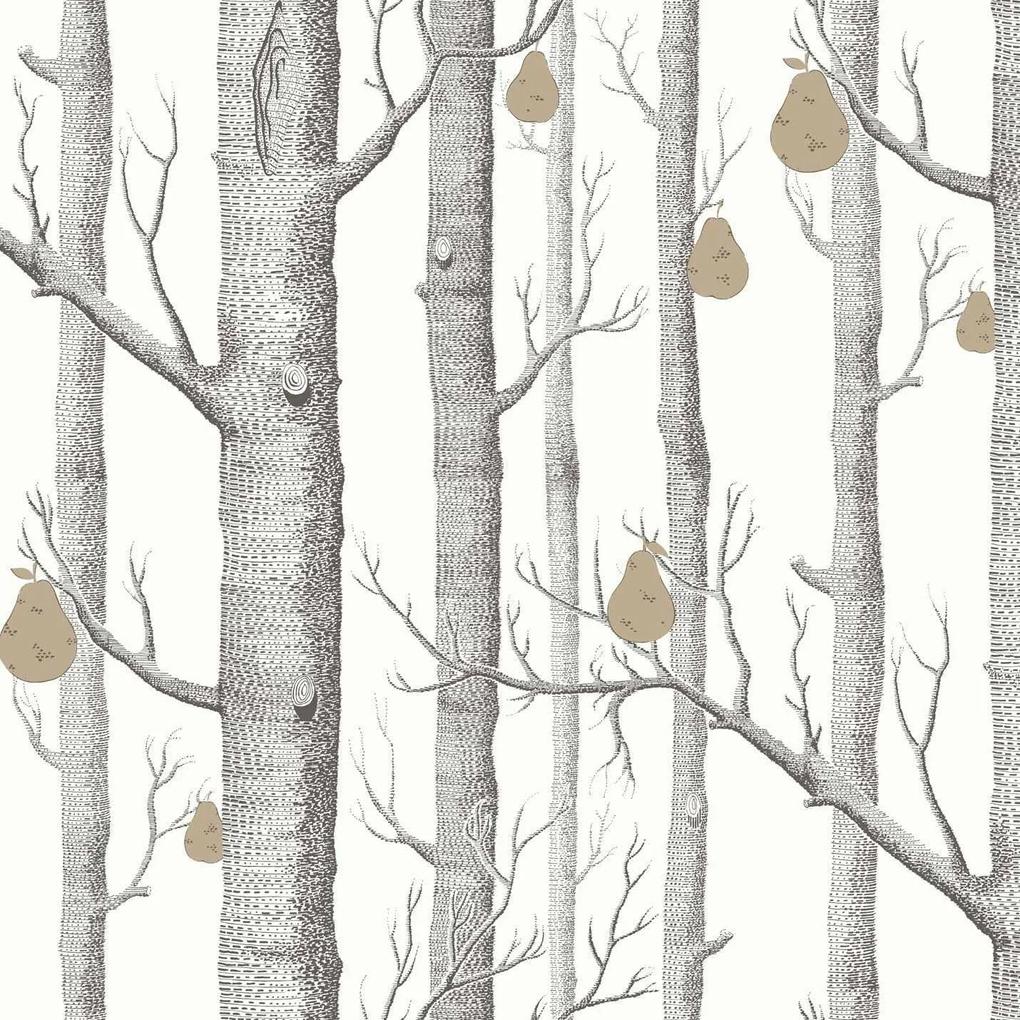 Cole & Son Woods & Pears behang black white & bronze