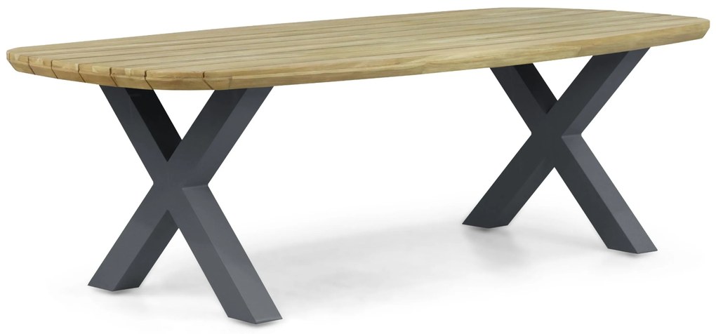 Dining Tuintafel rechthoekig 240 x 100 cm Aluminium/Teak Grijs Falcon/Cardiff