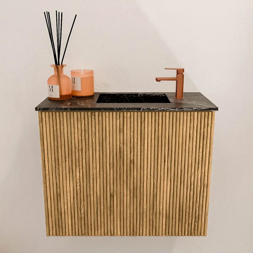 Mondiaz Joya DLux 50cm toiletmeubel oak met wastafel faye rechts 1 kraangat lava