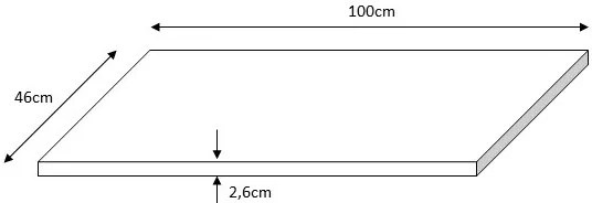 Fontana wastafel toppaneel 100x46cm zwart mat