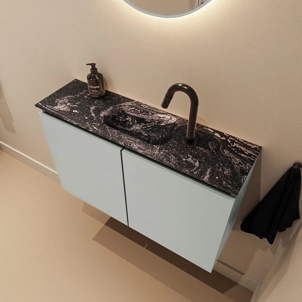 Mondiaz Ture DLux toiletmeubel 80cm greey met wastafel lava midden met kraangat