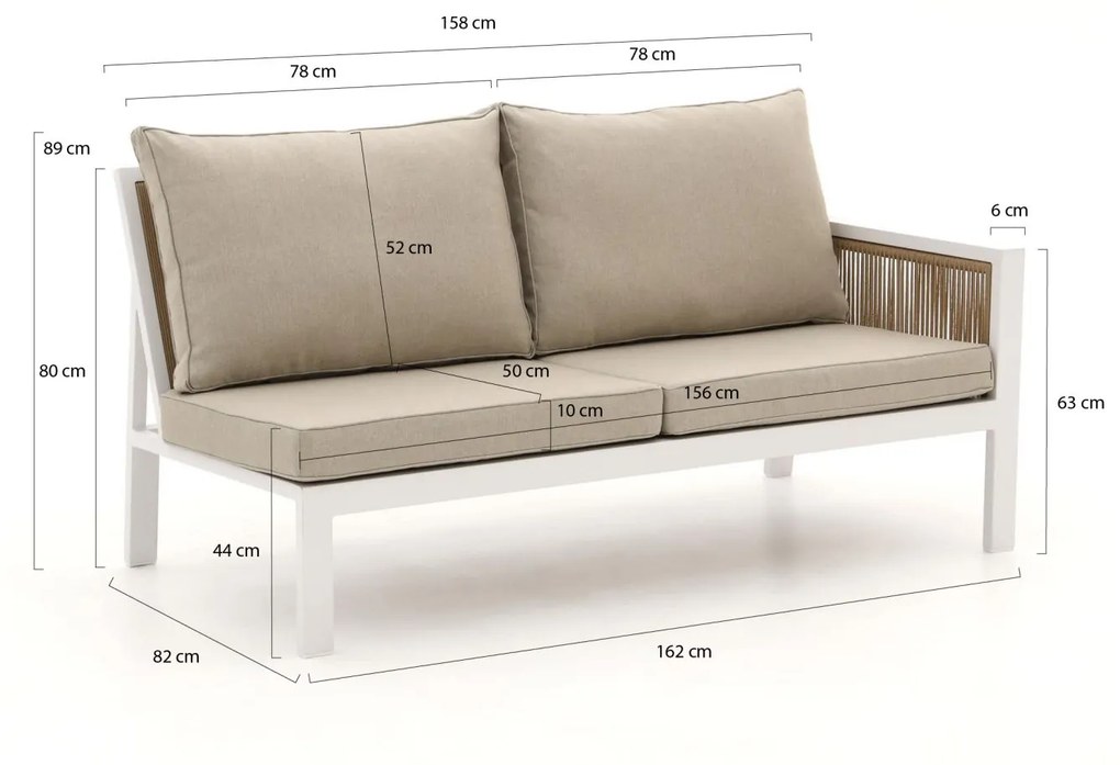 Manifesto Alzano loungemodule linkerarm 162cm
