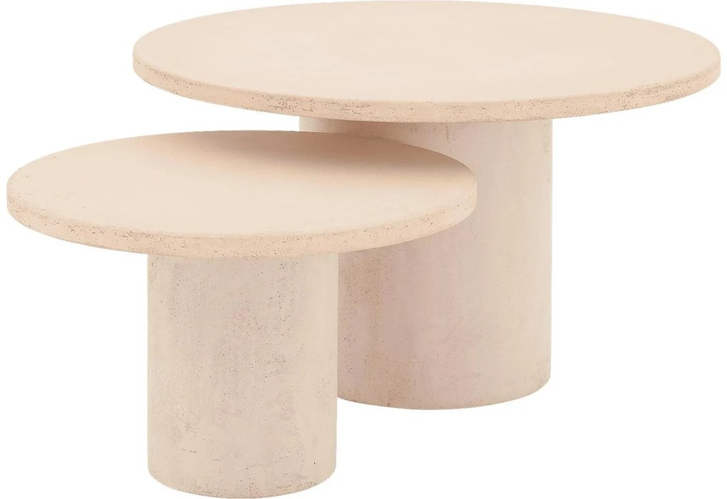 Goossens Salontafel Stone rond, beton beige, urban industrieel, 70 x 40 x 70 cm
