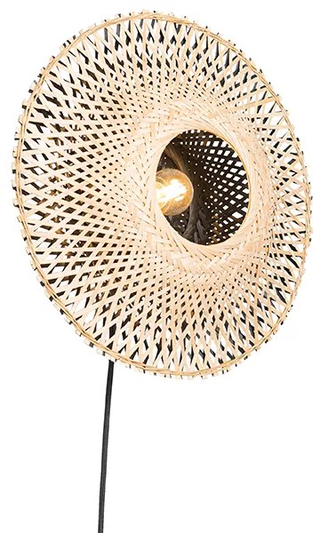Oosterse wandlamp bamboe 35 cm met stekker - Rina