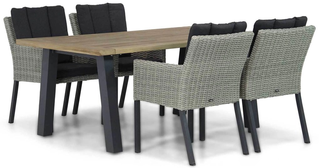Tuinset 4 personen 180 cm Wicker Grijs Garden Collections Oxbow/Glasgow