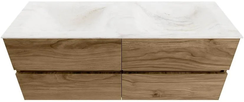Mondiaz Vica DLux badmeubel 130cm chai 4 lades met wastafel ostra dubbel zonder kraangat