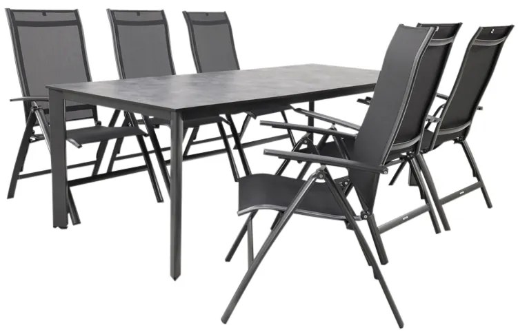Kettler Legato/Edge verstelbare aluminium tuinset voor 6 personen 220x95 cm. - Antraciet