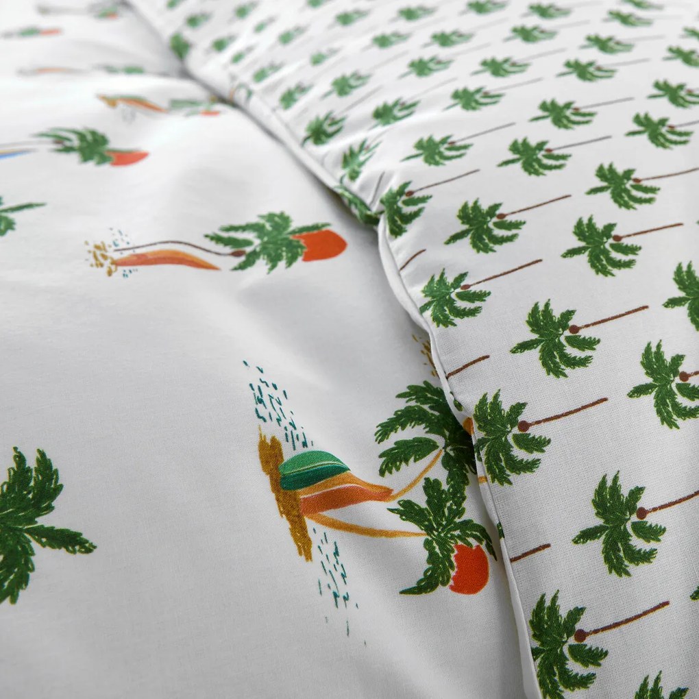 Kinderdekbedovertrek, 50% gerecycled katoen, palmboomprint, TAPAHI