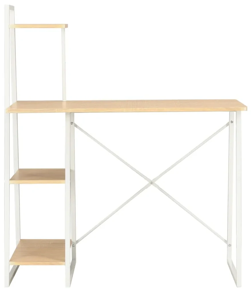 vidaXL Bureau met schappen 102x50x117 cm wit en eikenkleurig