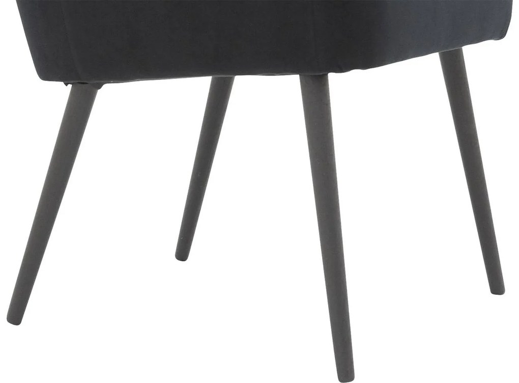 Goossens Eetkamerstoel Rob zwart velvet stof met armleuning, urban industrieel