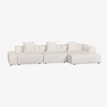 3-delige Chaise Longue Modulaire Bank Rechts (↔︎375 Cm) Bruna Bouclé Wit - Sklum