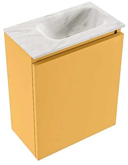 Mondiaz Ture DLux toiletmeubel 40cm ocher met wastafel ostra rechts met kraangat