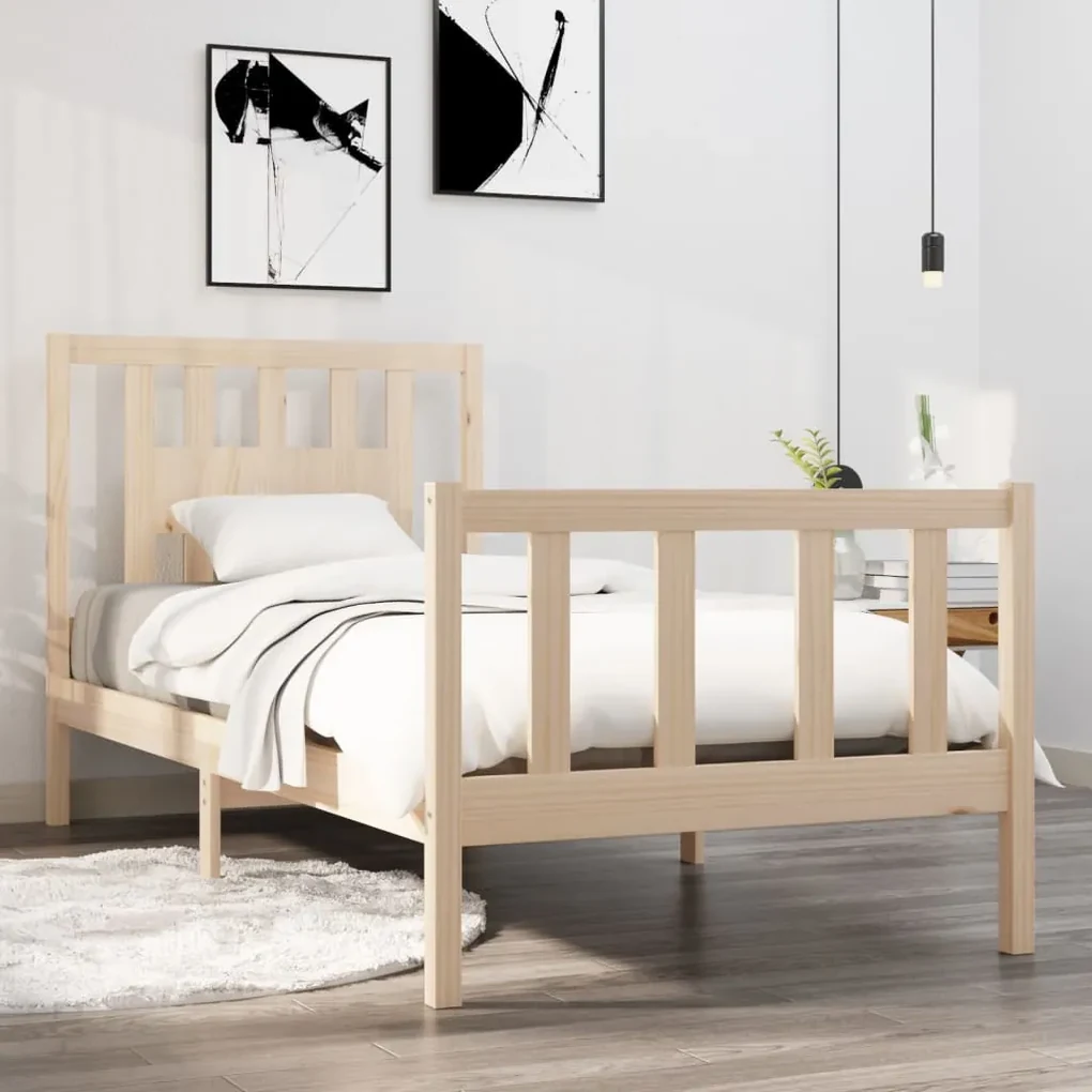 vidaXL Bedframe massief hout 75x190 cm 2FT6 Small Single