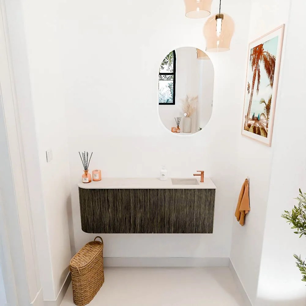 Mondiaz Joya DLux 110cm toiletmeubel ronding links shadow met wastafel faye rechts 1 kraangat meli