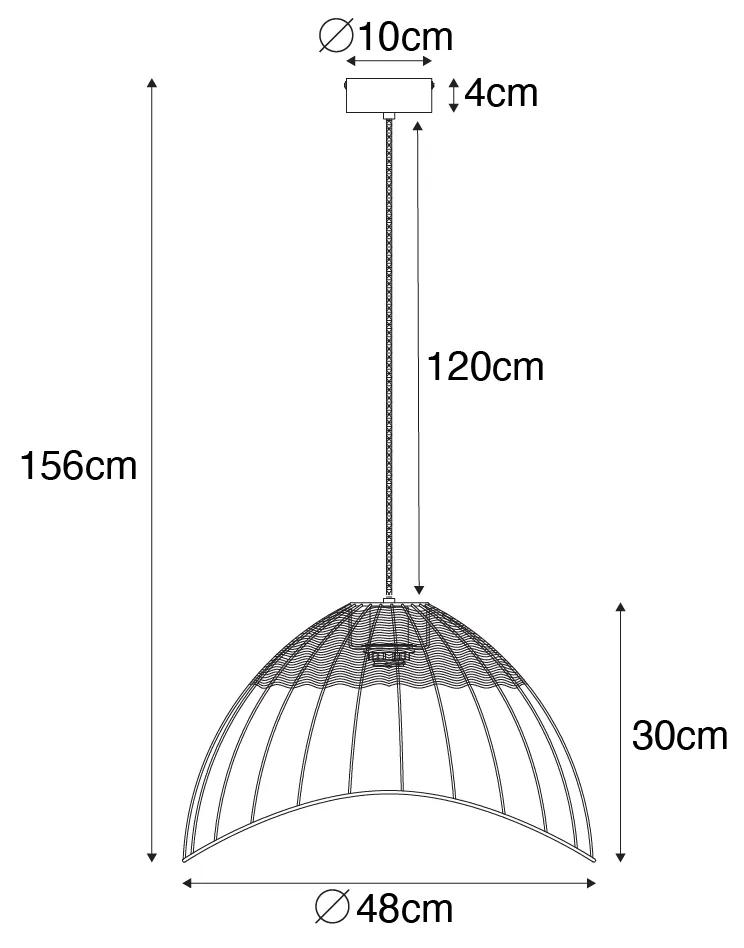 Oosterse hang en plafondlamp zwart met rotan - Treccia PuaOosters E27 rond Binnenverlichting Lamp